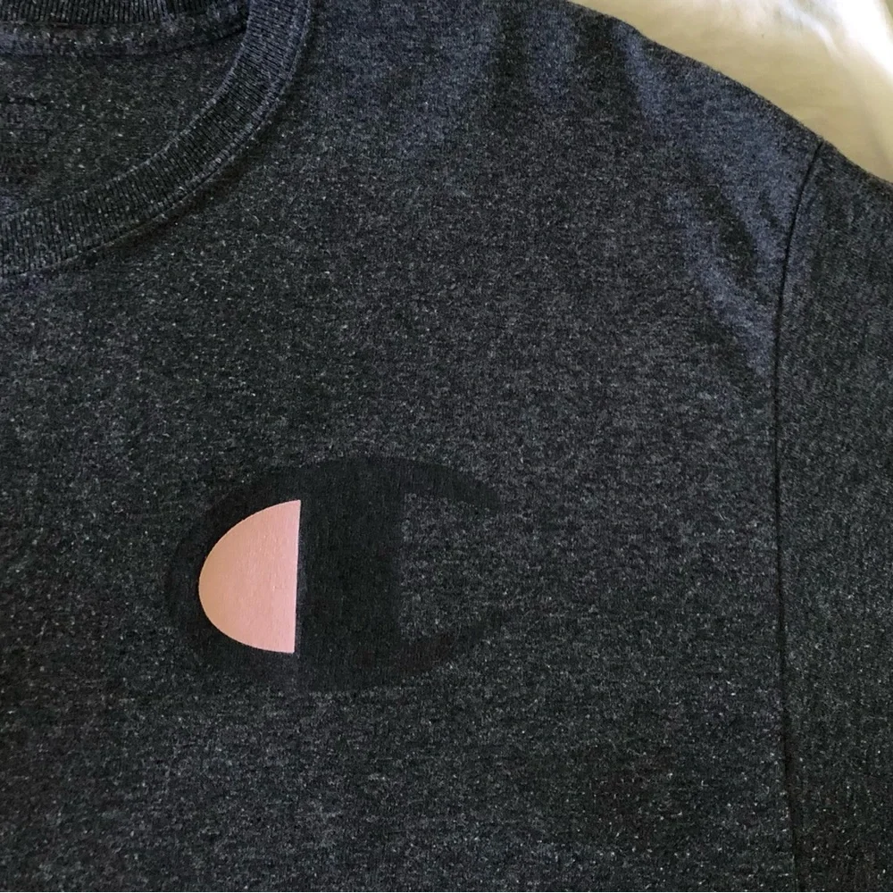 Champion Dark Gray Short-Sleeve Tee with Pink Logo Accent - Picture 2 of 3